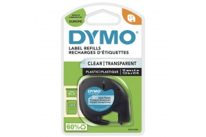 DYMO LetraTag originele plastic labels | Zwart afdrukken op transparante etiketten | 12 mm x 4 m | Zelfklevende multifunctionele labels voor LetraTag labelprinters | gemaakt in Europa