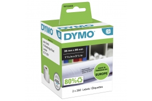 DYMO originele grote LabelWriter adreslabels | 36 mm x 89 mm | 2 rollen met elk 260 labels (520 zelfklevende etiketten) | Geschikt voor de LabelWriter labelprinters | Gemaakt in Europa
