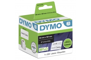DYMO originele LabelWriter grote verzendlabels/naamkaarten | 54 mm x 101 mm | 220 zelfklevende etiketten | zwart op zwart | Geschikt voor de LabelWriter labelprinters | Gemaakt in Europa