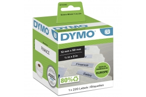 DYMO originele LabelWriter labels voor hangmappen | 12 mm x 50 mm | rol van 220 gemakkelijk los te maken labels | zelfklevende etiketten voor de LabelWriter labelprinters