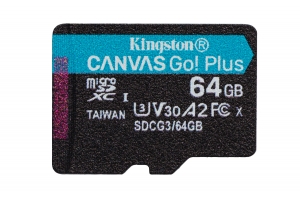 Kingston Technology 64GB microSDXC Canvas Go Plus 170R A2 U3 V30 enkel pakket zonder ADP