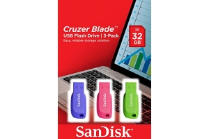 SanDisk Cruzer Blade 3x 32GB USB flash drive USB Type-A 2.0 Blauw, Groen, Roze