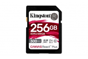 Kingston Technology 256GB Canvas React Plus SDHC UHS-II 300R/260W U3 V90 voor Full HD/4K/8K