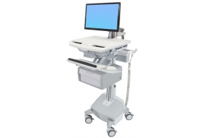 Ergotron SV44-12B2-C multimediawagen & -steun Aluminium, Grijs, Wit Vlakke paneel Multimediawagentje
