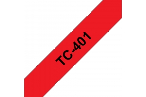 Brother TC-401 labelprinter-tape Zwart op rood