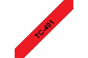 Brother TC-491 labelprinter-tape Zwart op rood