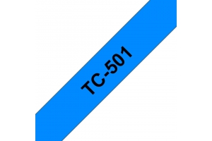 Brother TC-501 labelprinter-tape Zwart op blauw