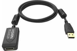 Vision TC 5MUSBEXT+/BL- USB-kabel USB 2.0 5 m USB A Zwart