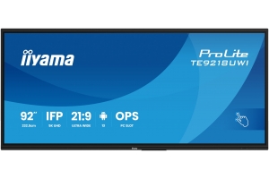 iiyama TE9218UWI-B1AG beeldkrant Kiosk-ontwerp 2,32 m (91.5") LED Wifi 500 cd/m² 5K Ultra HD Zwart Touchscreen Type processor Android 16/7