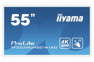 iiyama ProLite TF5539UHSC-W1AG computer monitor 139,7 cm (55") 3840 x 2160 Pixels 4K Ultra HD LED Touchscreen Multi-gebruiker Wit