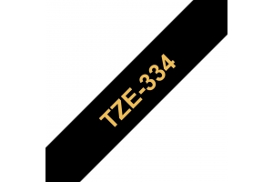 Brother TZE-334 labelprinter-tape Goud op zwart