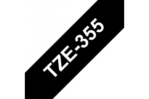 Brother TZE-355 labelprinter-tape Wit op zwart