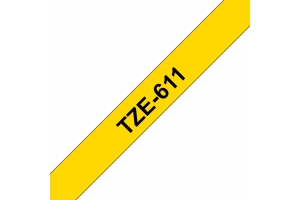 Brother TZE-611 labelprinter-tape Zwart op geel