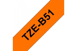 Brother TZE-B51 labelprinter-tape Zwart op fluorescerend oranje