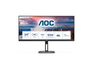 AOC V5 U34V5C/BK computer monitor 86,4 cm (34") 3440 x 1440 Pixels UltraWide Quad HD LCD Zwart