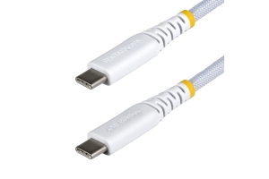 StarTech.com 1m USB-C Laadkabel, Wit, 60W (3A) PD, Dual-Layer Gevlochten Nylon/TPE Mantel, Robuuste USB Type-C Oplaadkabel, USB 2.0 Fast Charge Kabel