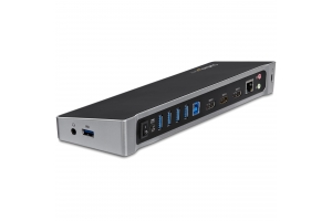 StarTech.com Triple Monitor USB 3.0 Docking Station met 2x 4K DisplayPort & HDMI - 5 Port USB-A Hub (1x Fast-Charge), 3.5mm Audio, GbE - USB Type A Universeel Laptop Dock voor MacOS / Windows