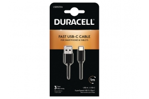 Duracell USB5031A USB-kabel 3.2 Gen 1 (3.1 Gen 1) 1 m USB A USB C Zwart